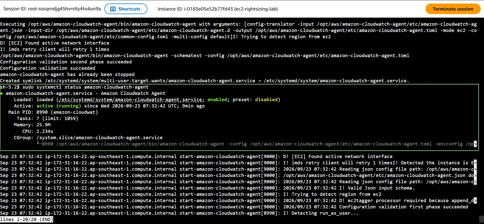 systemctl status showing active (running)